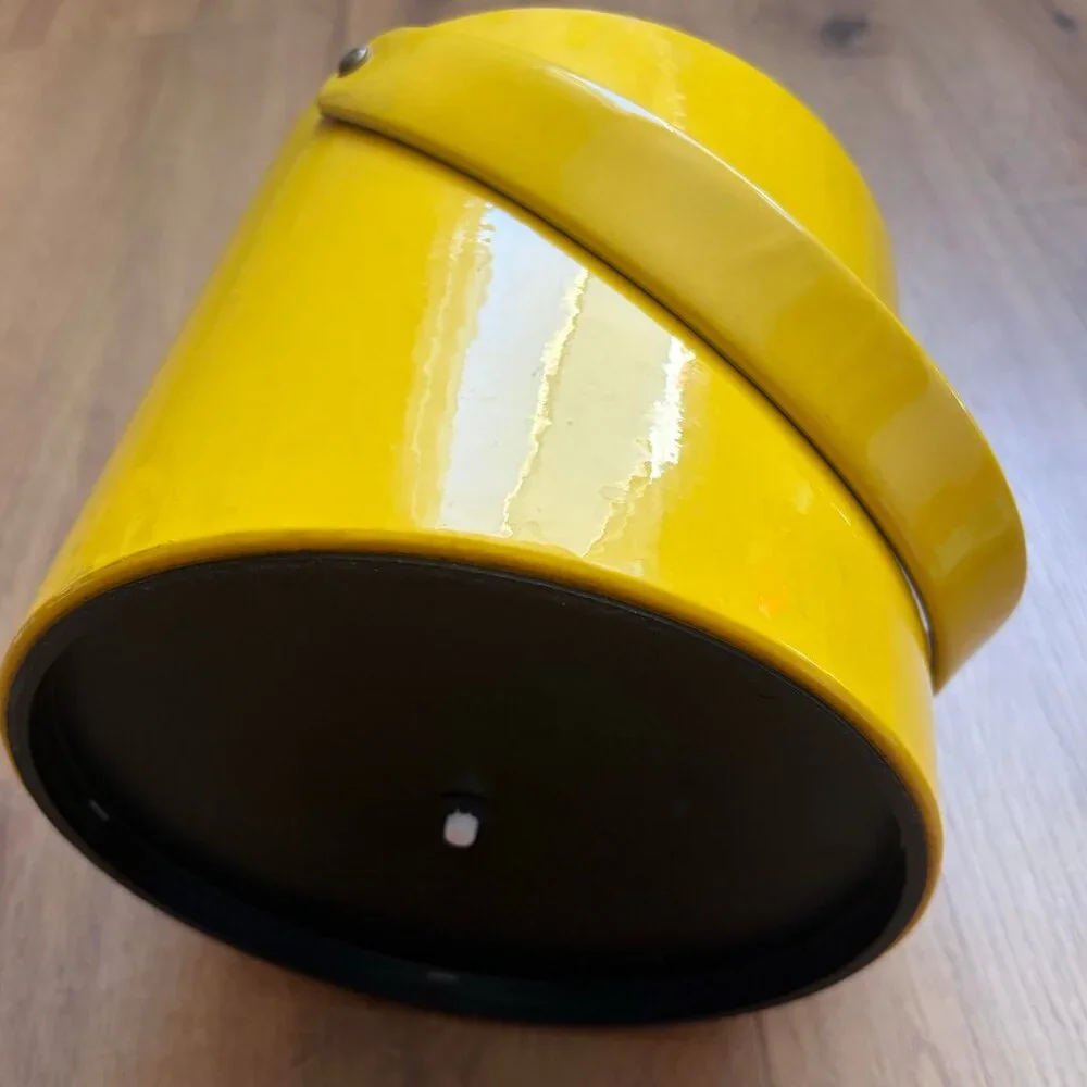 Vintage Ice Bucket Yellow Mid Century Modern Vinyl and Plastic